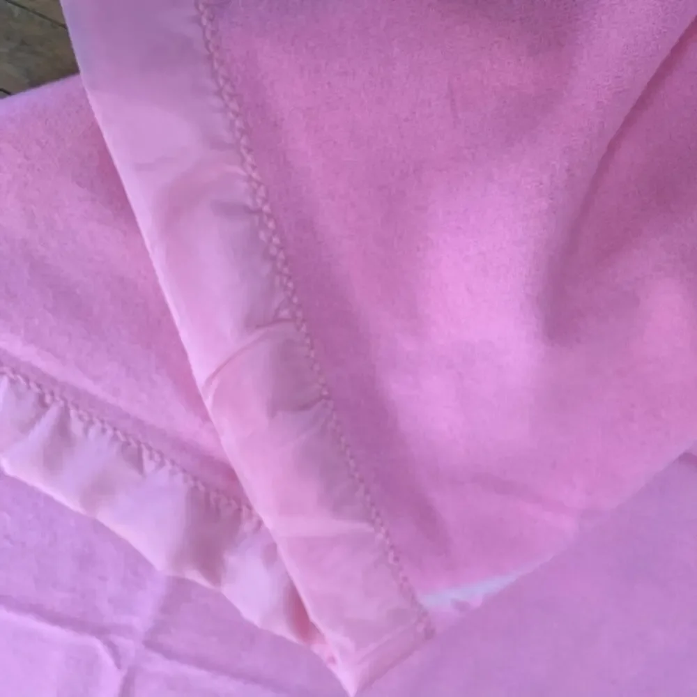 Vintage Pink Wool Blanket 80 x 88